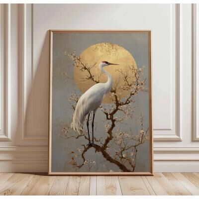 Uplifted Goods Architectural Japanese Heritage Wildlife Canvas Art o 19.69 X 29.53 In unframed