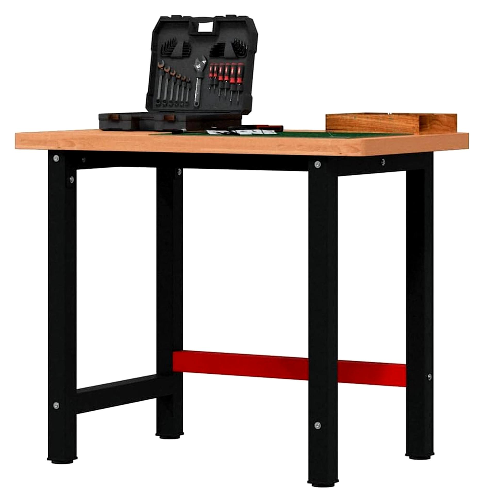 Werkbank 100x60x83 cm Massivholz Buche Rechteckig für Werkstatt, Haus, Büro
