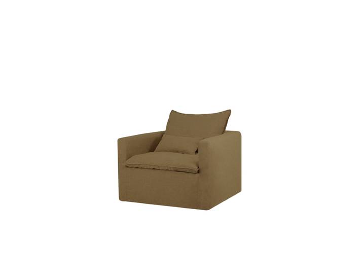 Fauteuil en coton et lin déhoussable vert 109x96cm