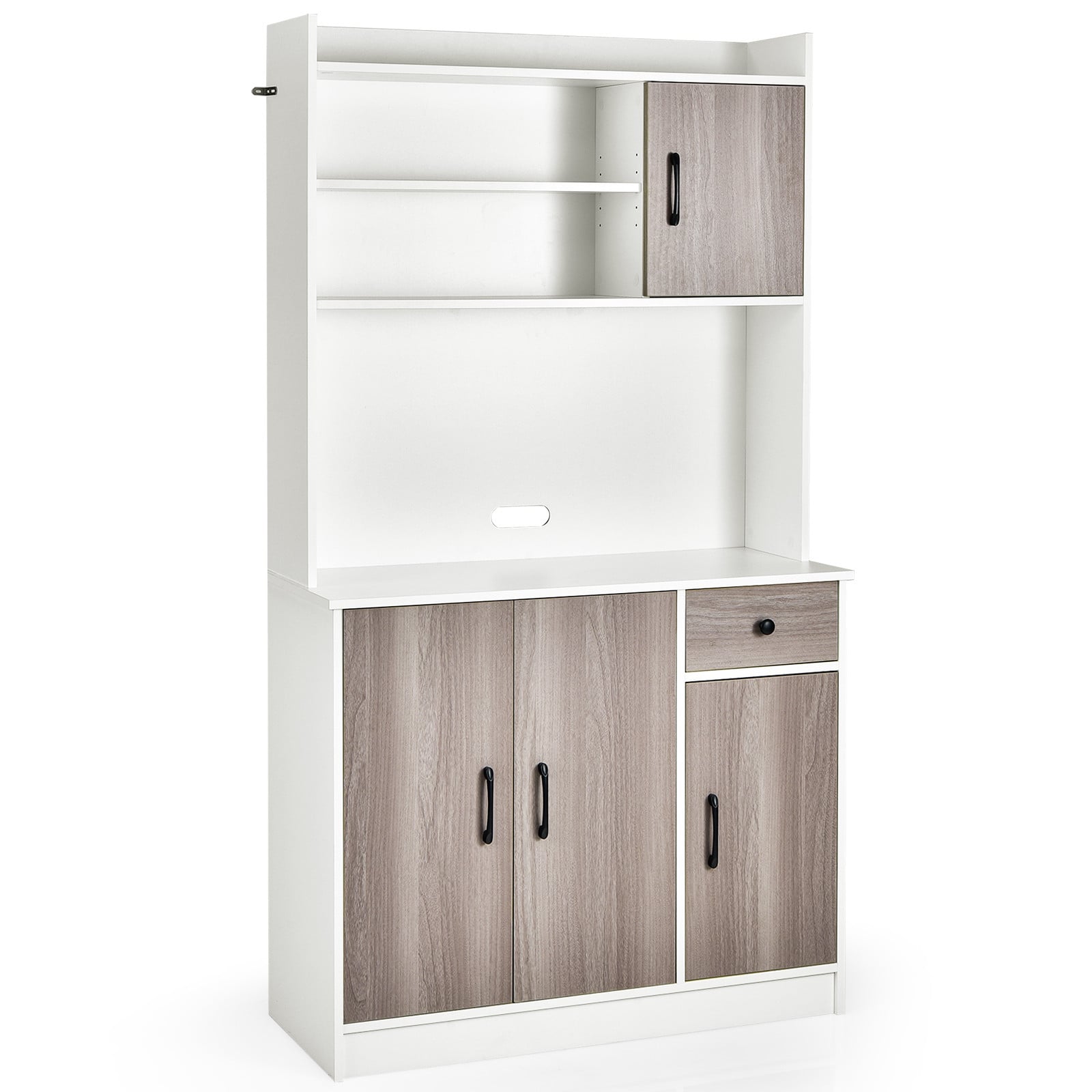 Costway Keukenkast met Werkblad en 4 Verstelbare Planken, Hoge Buffetkast voor Keuken of Woonkamer, Hoogte: 180 cm
