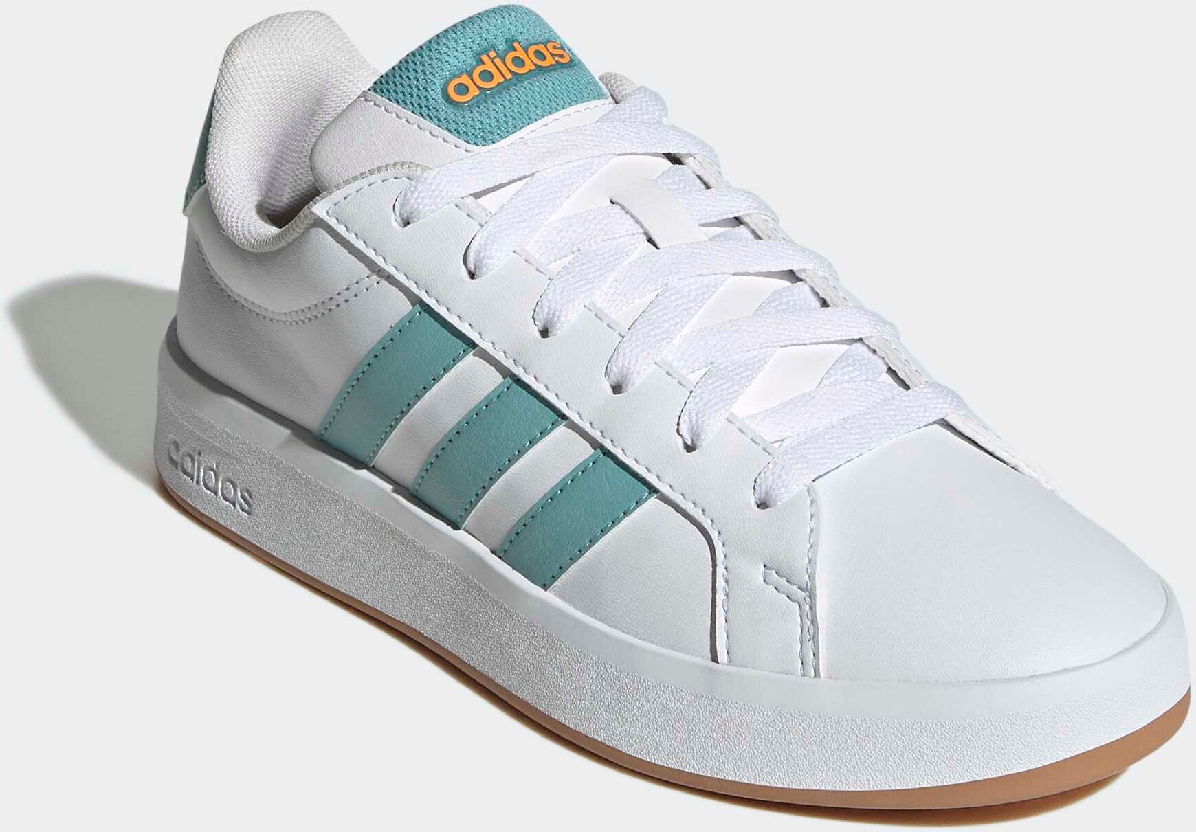Sneaker ADIDAS SPORTSWEAR "GRAND COURT 3.0 KINDER UND TEENS", Mädchen, Gr. 40, cloud weiß, mint ton, lucid tangerine, Synthetik, Textil, Schuhe Sneaker