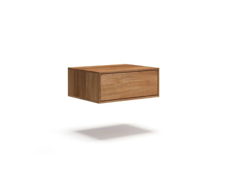 Hängende Nachtkommode Massivholz Eichenholz geölt Push-to-open Funktion 1 Schublade 50 x 39 x 19 cm Soft-Close Funktion