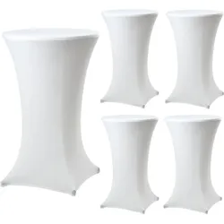 5x Stehtischhusse Stretch 70 cm weiß Tischdecke Husse Bistrotisch Partytisch