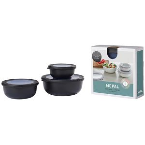 Mepal Frischhaltedose Cirqula rund, aus Kunststoff, 0,35 - 1,25 Liter, Nordic black, luftdicht, Set, 3-teilig
