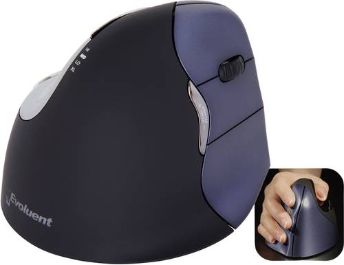 Evoluent Vertical Mouse 4 VM4RW Ergonomische Maus Funk Optisch Schwarz, Silber 6 Tasten 2800 dpi Ergonomisch
