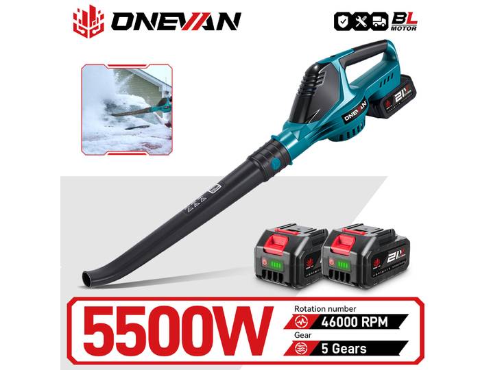 ONEVAN 5500W ventilateur d'air électrique sans brosse 46000 tr/min sans fil feuille poussière neige soufflage outil électrique pour Makita 18V batterie broche