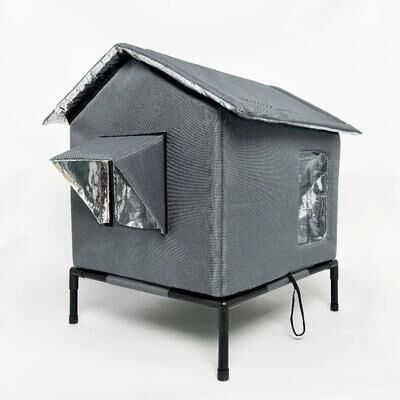 Inspired Living WinterShield Outdoor Insulated Cat House For Stray & Outdoor Cats gray l 55x45x40cm