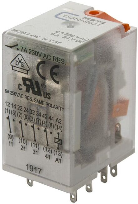 BTR NETCOM Relais industriel 4W, 24VAC, 7A 110017-10.14.07 ; Metz Connect (110017101407)