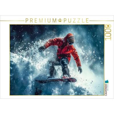 CALVENDO Puzzle Snowboarden, schwarze Abfahrt | 1000 Teile Lege-Größe 64x48cm Foto-Puzzle für glückliche Stunden