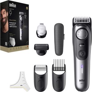 Braun Barttrimmer Series 9, BT9520, 52 Schnittstufen, mit 4 Aufsätzen und Tasche