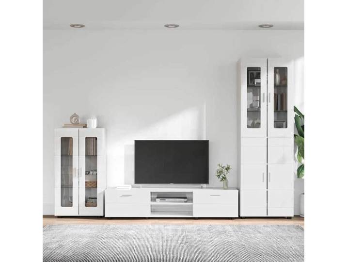 SALALIS - Ensemble meuble TV FLORIN Blanc brillant Bois d'ingénierie-W5745