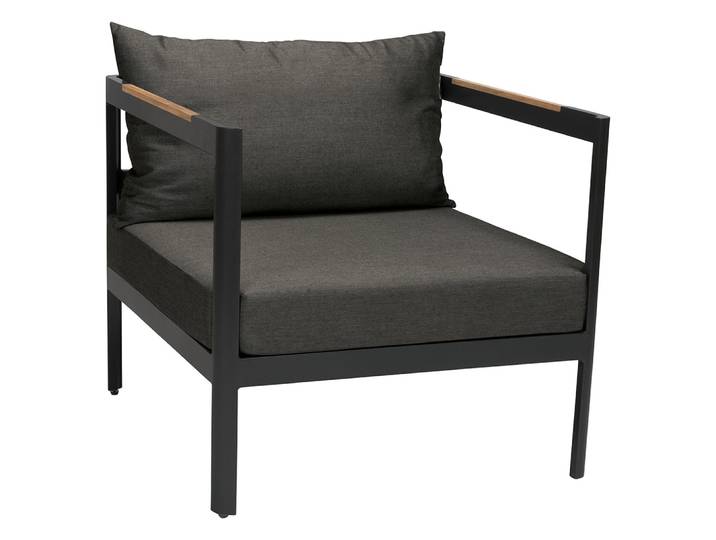 Stern Sessel Viggo Aluminium schwarz matt Text.Leinen grau Kis.