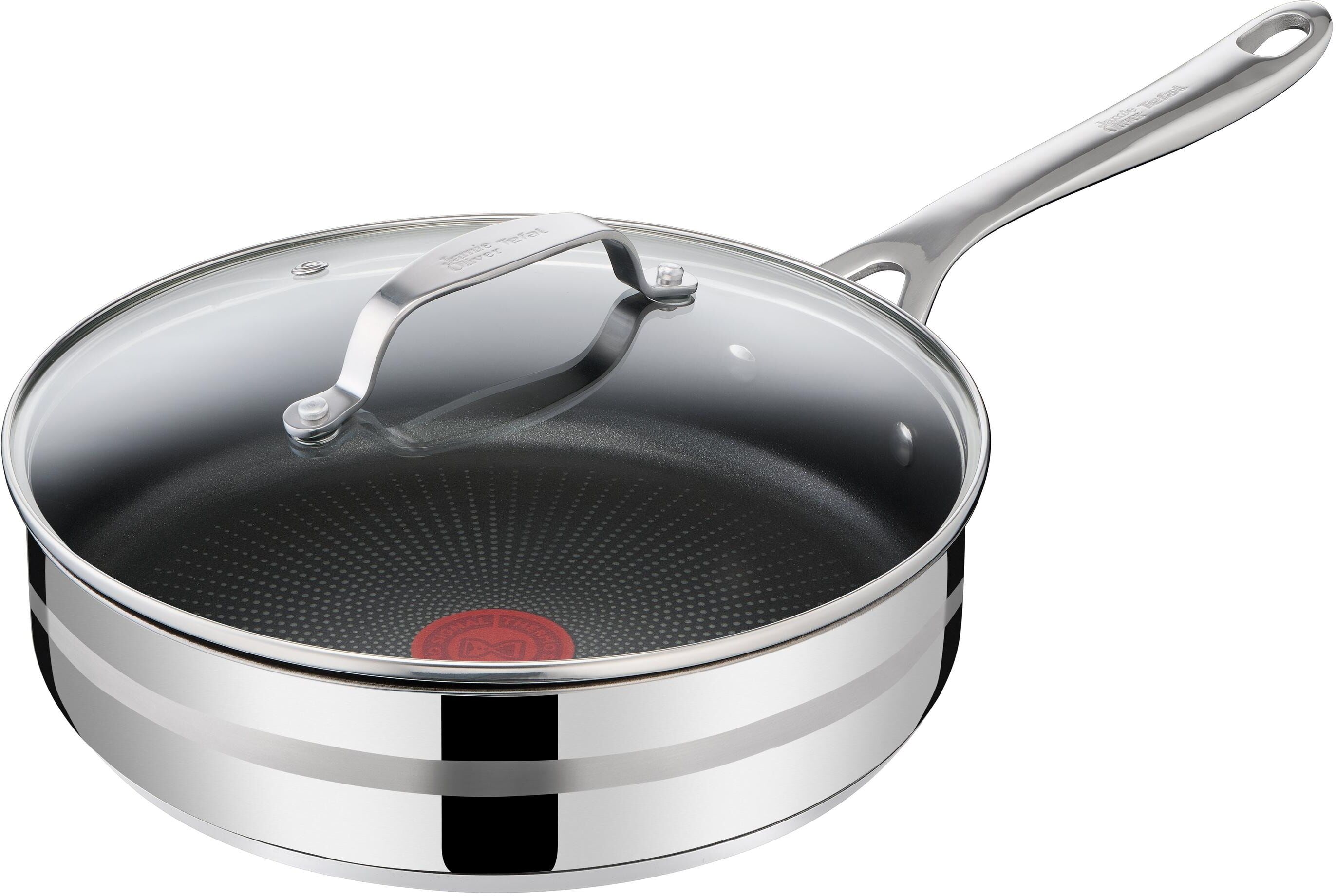 Bratpfanne TEFAL "Jamie Oliver Smart Schmorpfanne", silber (silberfarben), Ø:25cm, Pfannen, Bratpfanne silberfarben Ø 25cm