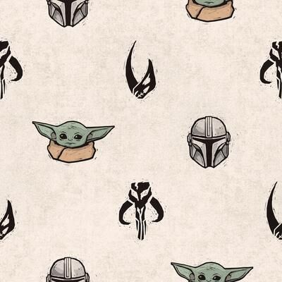 RoomMates Star Wars The Mandalorian and Grogu Cream Peel and Stick Wallpaper
