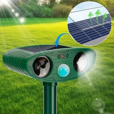 LightInthebox Solar Animal Repellent Ultrasonic, Cat Repellent Outdoor Deer Repellent Devices with Motion Sensor Animal Repeller to Repel Cat Deer Squirrel Rabbit Dog Skunk for Yard Lawn Garden Outdoor