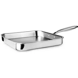 Ibili, Grillgeschirr, Grillpfanne Triply Natural 28 x 28 cm Ideal zum Grillen von Fleisch und Gemüse