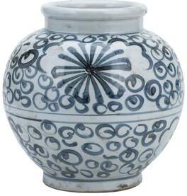 Legend of ASIA 11 in H Blue And White Small Jar Sea Flower Porcelain