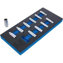 BGS, Zubehör Werkzeugaufbewahrung, Einlage 1/3: Steckschlüssel-Einsätze Sechskant 10 mm (3/8") 8 - 19 mm tief 11-tlg.
