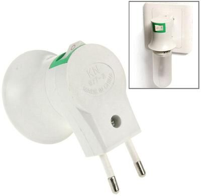 Inspired Deals E27 Lamp Socket To EU Plug Adapter With Switch Heat Resistant Bulb Holder E27 Lamp Socket To EU Plug Adapter With Switch Heat Resistant Bulb Holder