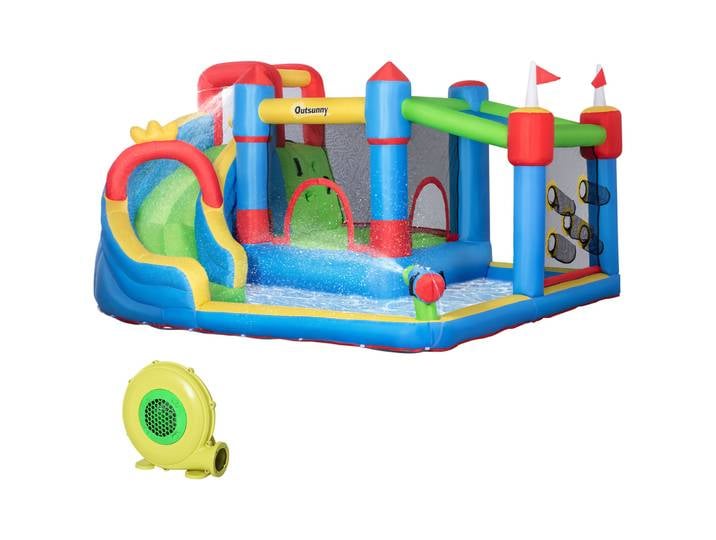 Château gonflable Outsunny pour enfants avec piscine 390X300X197 cm multicolore