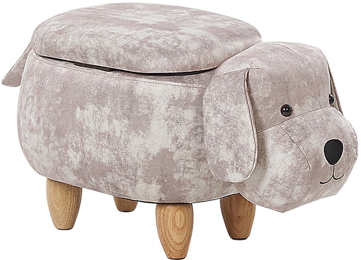 DOGGY Hocker Beige Fluweel met Houten Frame