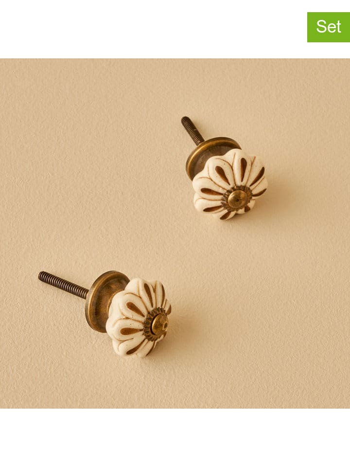 BELLA MAISON 2er-Set: Schrankgriffe ''Aeris'' in Creme - (H)6,5 x Ø 3 cm - onesize
