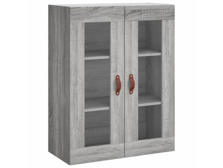 Wandschrank Grau Sonoma 69,5x34x90 cm Holzwerkstoff mit Glastüren Wandmontage, feuchtigkeitsbeständig, sichtbarer Stauraum, kombinierbar als Highboard, vielseitig einsetzbar
