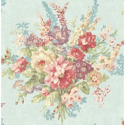 Seabrook Designs Fay Floral Bouquet Unpasted Wallpaper