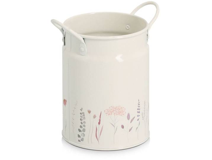 Kochbesteckhalter ZELLER PRESENT Utensillienhalter Flowers , weiss (weiß), H:15,5cm Ø:11cm, Metall, Küchenhelfer-Sets, Kochbesteckhalter, Praktisch und dekorativ, 1250 ml