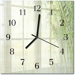 WANDUHR aus Glas 30x30 cm - Bambuspflanze