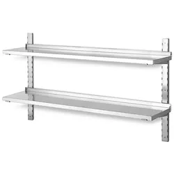 BRB Wandregal aus Edelstahl, mit 2 Böden, BxT 1200x355 mm, Tragkraft 20 kg/Boden