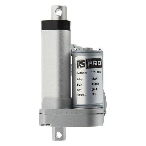 RS PRO Zylinder, Elektrisch betätigt, 50mm, 3.5A, 12VDC, 500N, 14.6mm/s, IP54 (1774498)