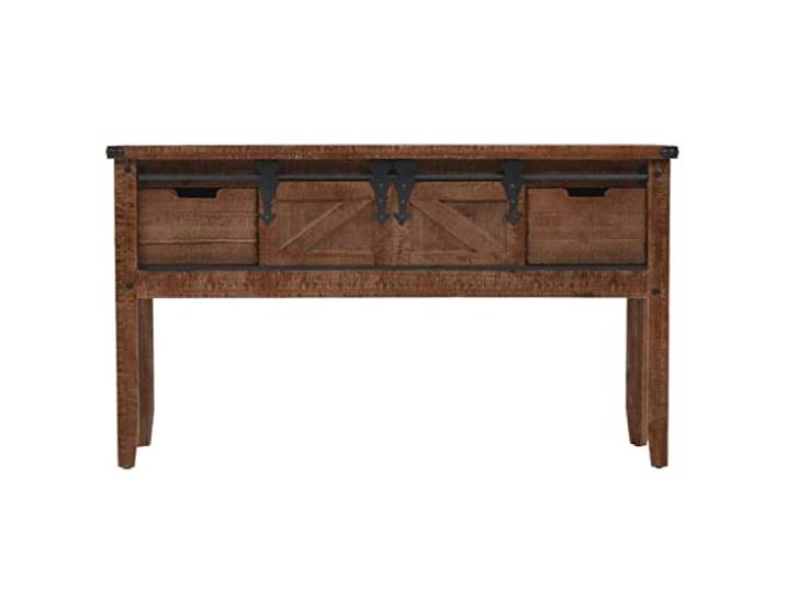 Konsolentisch Massivholz Tanne 131x35,5x75 cm Braun Robuste Konstruktion, Schublade mit Gleitschiene, Industrie-Vintage-Stil, Tischplatte für Dekoration, einfache Montage