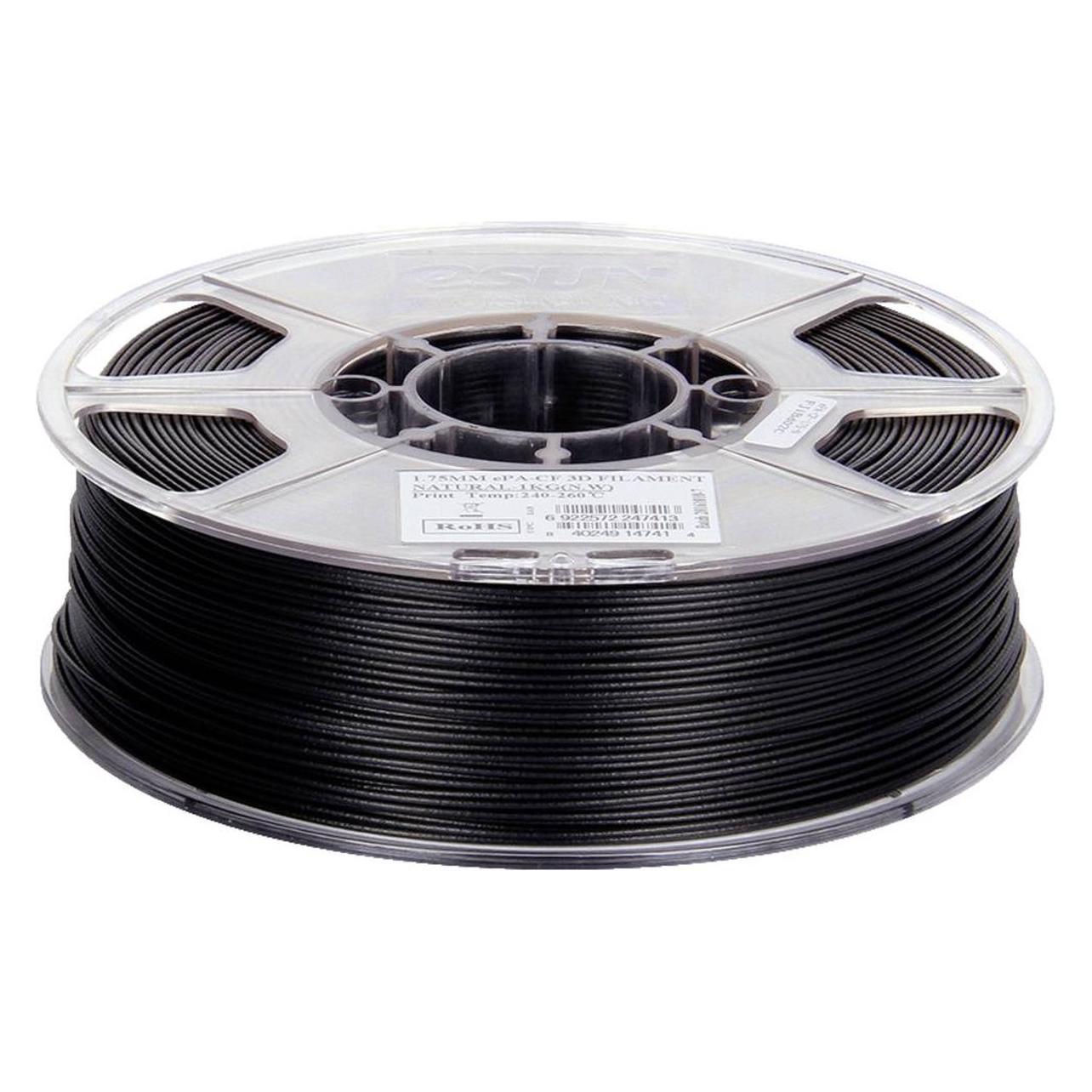 eSUN ePA-CF Filament PLA hitzebeständig, hohe Steifigkeit, hohe Zugfestigkeit 1.75mm 1kg Carbon, Ma (PLA, 1000 g, 1.75 mm) (ePA-CF)