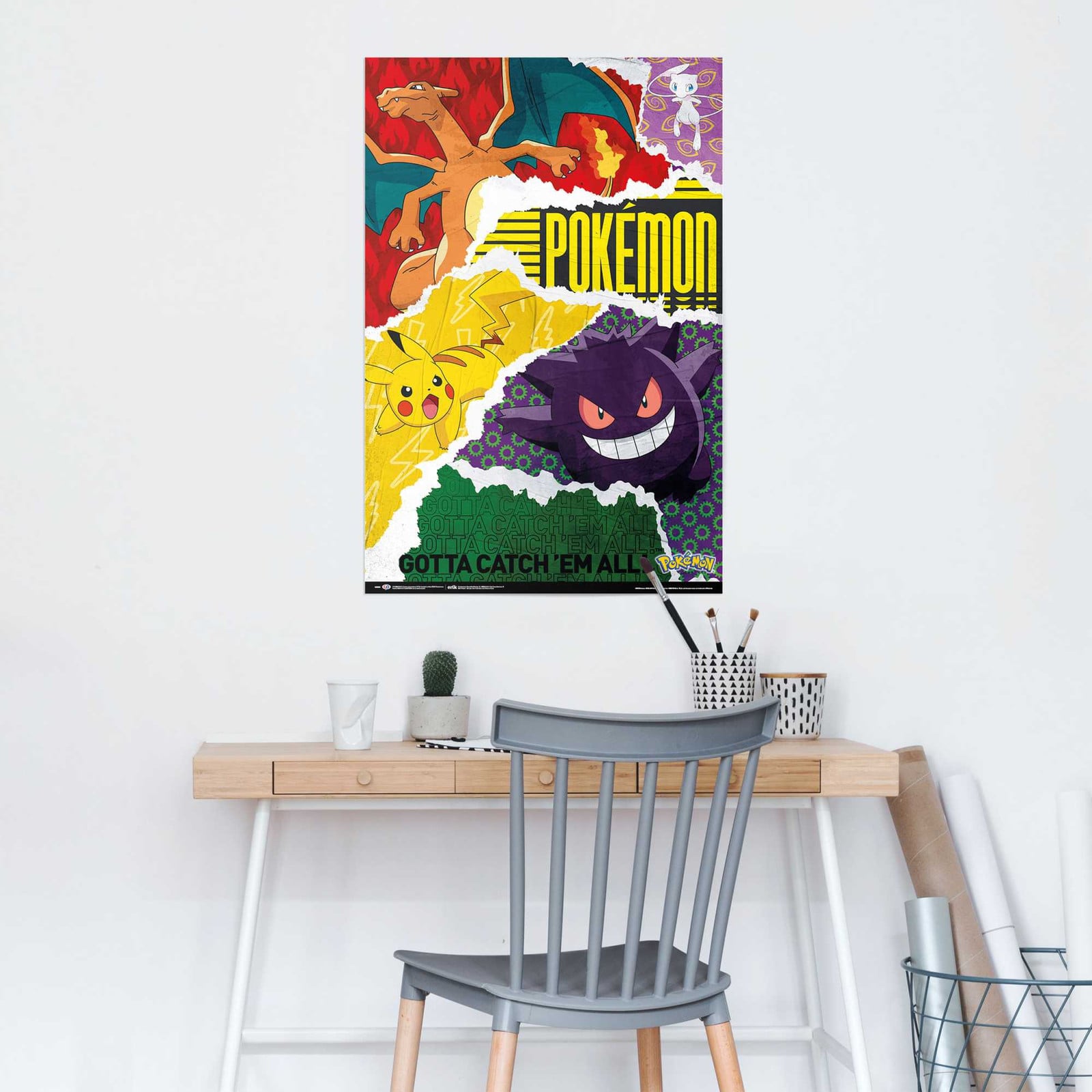 home24 Pokemon Gotta Catch 'Em All poster, papier, meerdere kleuren, Breedte: 61 cm, Hoogte: 92 cm