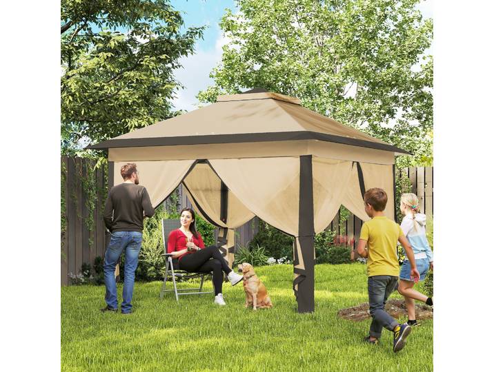 Outsunny Tonnelle 3x3m Pop-up Double Toit Moustiquaires Sac