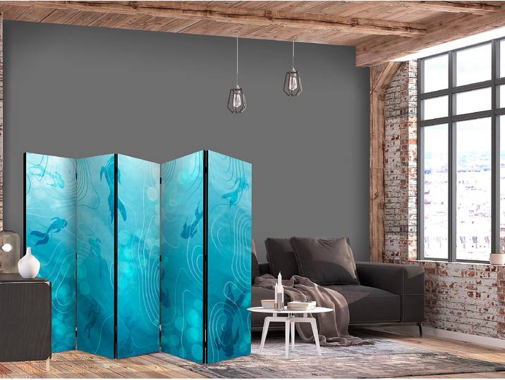 Paravent acoustique koï sous l’eau Autres Turquoise 225 x 172cm