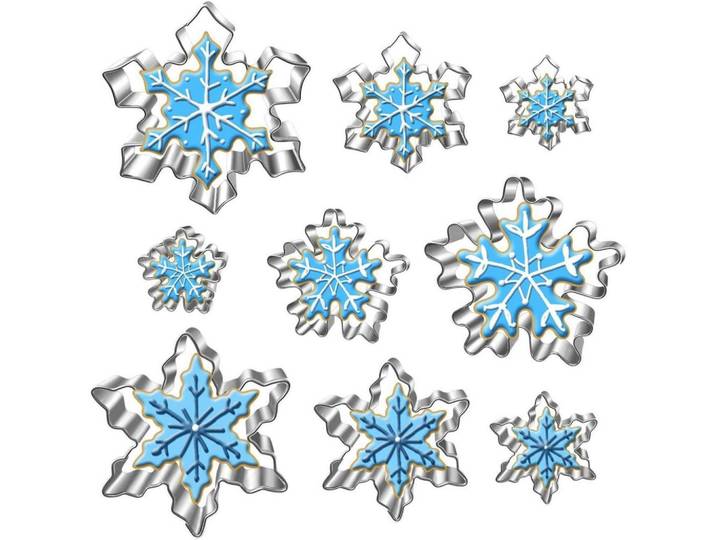 Ausstechformen Schneeflocken Set 9-teilig, Mehrfarbig, Metall, 10x2x10.4 cm, Backen & Backzubehör, Keksausstecher