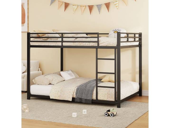 Lit superposé 140x200 cm EVRYAE classique métal noir – design compact structure robuste