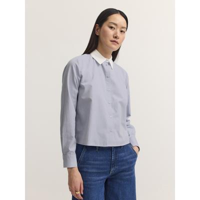 Langarmbluse BUGATTI "Modern Fit", Damen, Gr. 34, 320, hellblau, 100% Baumwolle, unifarben, normal, ohne Ausschnitt, Blusen, Modern Fit Baumwolle Weißer Kragen