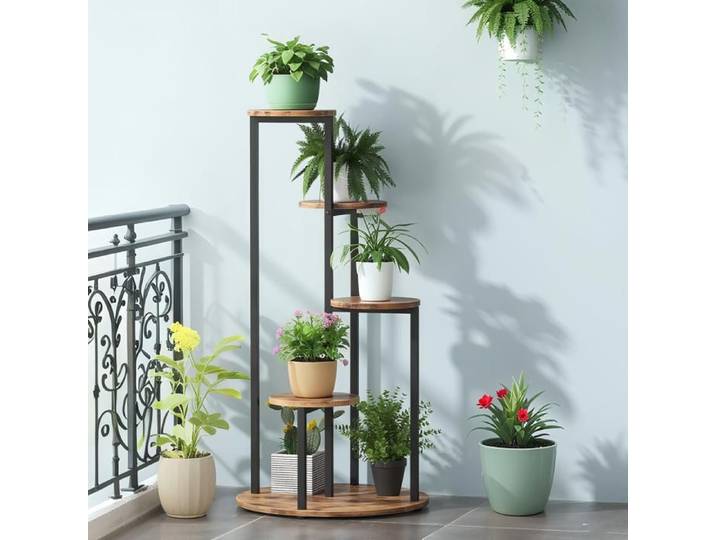 Support à plantes à 5 niveaux 103 × 50 cm Support pour plantes support à fleurs d'intérieur adapté au balcon au jardin au salon