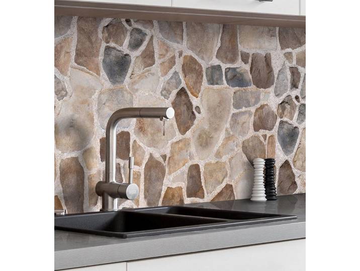 MyMaxxi Küchenrückwand Küchenrückwand selbstklebend Mauer Natursteine Spritzschutz Folie, (Klebefolie Küchenrückwand aufgerollt B 220 cm x H 60 cm), Mosaic Stone B 220 cm x H 60 cm