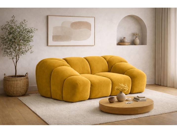 Kaiser Möbel Sessel modular, Veloursstoff Bluvel, Golden, CROISSANT