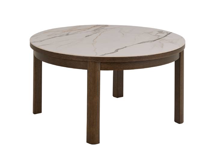 Table basse ronde Ø 90cm Blanc/Marron