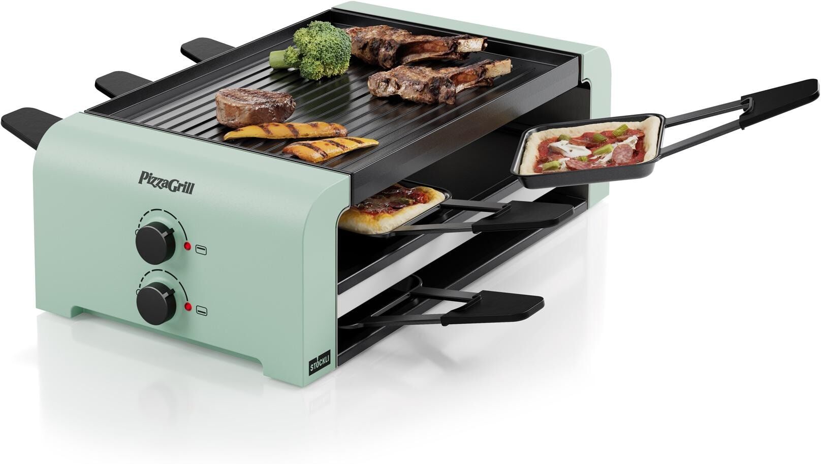 STÖCKLI Raclette "6 Personen", grün (mint, schwarz), Raclettes, Raclette mint, schwarz Einheitsgröße