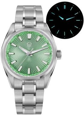 Uplift Essentials Guilloche Dial Quartz Watch High Precision Sweep Movement Luxury Timepiece green
