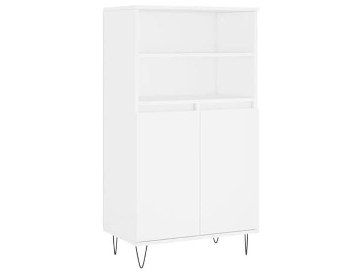 KGHFDVB Highboard Weiß 60x36x110 cm Holzwerkstoff 6 Fächer, Metallfüße, Industrieller Stil, Mit Wandhalterung