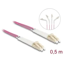 DELOCK LWL Kabel LC Duplex zu LC Duplex Multimode OM4 0,5 m