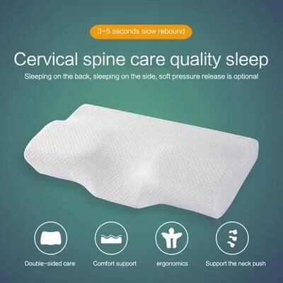Inspired Finds ErgoSleep Slow Rebound Memory Cotton Cervical Pillow Premium Neck Support For Deep, Restful Sleep 50x30cm white