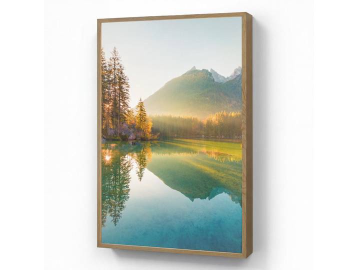 OnlyWow Wandleuchte MIT Akku See - Wald - Berge - Natur - Sonne - Landschaft 60x90 cm, Grün, Rechteckig, LED integrated, 60x90x8 cm, Lampen & Leuchten, Innenbeleuchtung, Wandleuchten